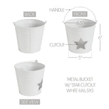 Metal Bucket w/Star Cutout White-Lange General Store