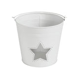 Metal Bucket w/Star Cutout White-Lange General Store