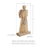 Metal Snowflake Natural Wooden Angel-Lange General Store
