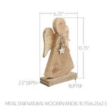 Metal Star Natural Wooden Angel-Lange General Store