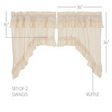 Muslin Ruffled Unbleached Natural Swag Curtains