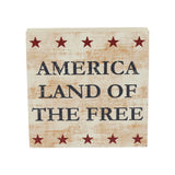 My Country America Land Of The Free w/Red Stars Block Sign-Lange General Store