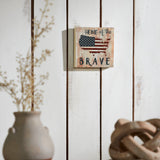 My Country Home Of The Brave American Flag On Map Block Sign-Lange General Store