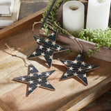 My Country White Stars On Navy Star Ornament Set of 3-Lange General Store