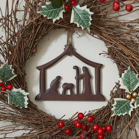 Nativity Scene Ornament Dark Finish-Lange General Store