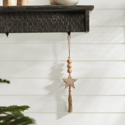 Natural Beads Star & Tassel Ornament-Lange General Store