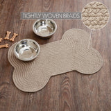 Natural Dog Bone Braided Waterproof Rug Mat – Medium 15x23 – Indoor Outdoor Pet Bowl Mat