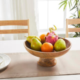 Natural Ribbed Wooden Bowl-Lange General Store