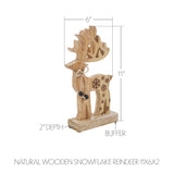 Natural Wooden Snowflake Reindeer-Lange General Store
