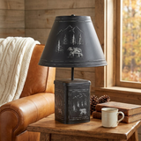 Ozark Black Bear Lamp in a rustic lodge setting