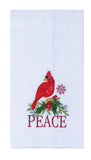 Peace Cardinal Embroidered Waffle Towel