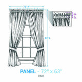Close-up of Simmons plaid short panel curtain showing 2 inch ruffle header and rod pocket detail
