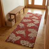 Pinecone Hooked Rug runner in a square cabin entryway lifestyle scene