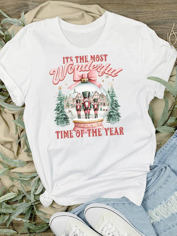 Pink Christmas Nutcracker Snow Globe T-Shirt