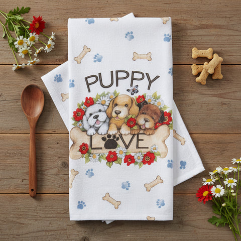 Playful Puppies Love Terry Towel-Lange General Store