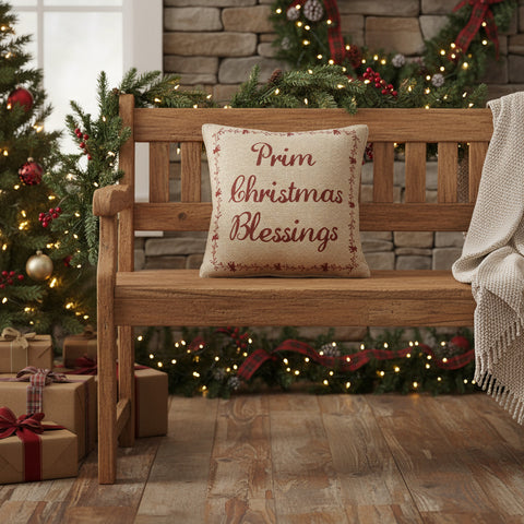 Prim Christmas Blessings Pillow-Lange General Store