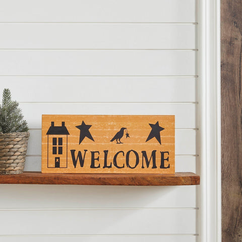Prim Stars Raven Saltbox House Welcome Sign-Lange General Store