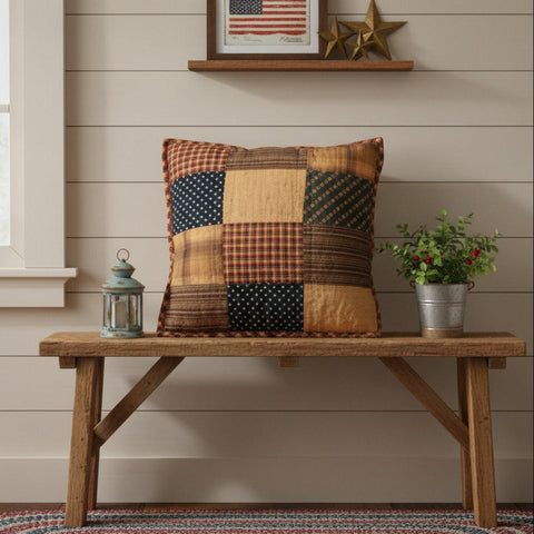 Primitive Patch Quilted Pillow-Lange General Store