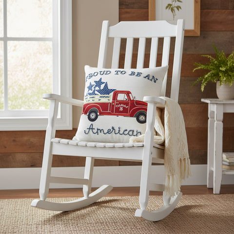 Proud To Be An American Red Truck Pillow-Lange General Store