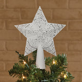 Punched Metal 5 Point Star Tree Topper White-Lange General Store