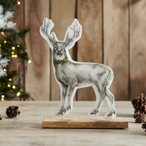 Reindeer With Wreath Figurine-Lange General Store