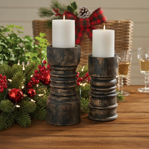 Rustic Black Candle Holders-Lange General Store