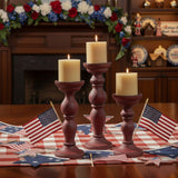 Rustic Red Pillar Candle Holder Set-Lange General Store