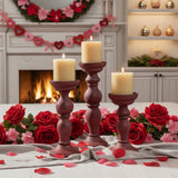 Rustic Red Pillar Candle Holder Set-Lange General Store