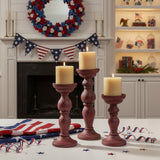 Rustic Red Pillar Candle Holder Set-Lange General Store