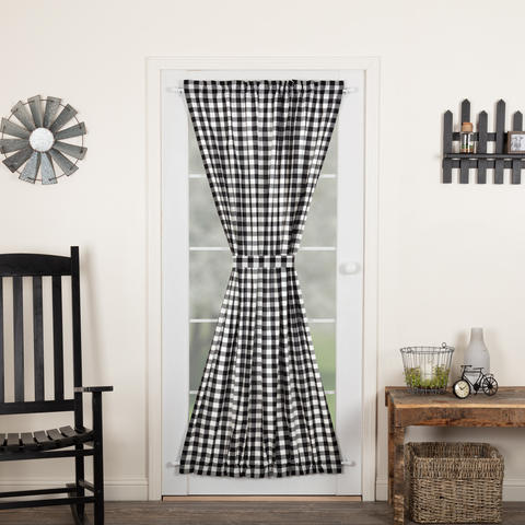 Annie Black Buffalo Check Door Panel Curtain-Lange General Store