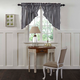 Annie Black Buffalo Check Prairie Swag Curtains-Lange General Store