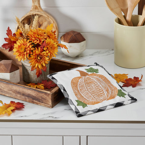 Sable Ann Buffalo Check Pumpkin Pot Holder-Lange General Store