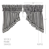 Sable Ann Buffalo Check Ruffled Prairie Swag Curtains