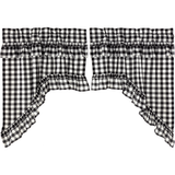 Annie Black Buffalo Check Ruffled Swag Curtains-Lange General Store