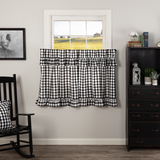 Annie Black Buffalo Check Ruffled Tier Curtains 36"-Lange General Store