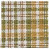 Sage & Mustard Dishcloth Set of 3 patterned fabric with green, brown, light mustard, and white colors on a white background