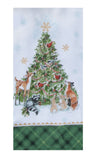 Sage Santa Tree with Animals Terry Towel