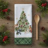 Sage Santa Tree with Animals Terry Towel