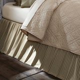 Prairie Winds Green Ticking Stripe Bed Skirt-Lange General Store