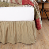 Prairie Winds Green Ticking Stripe Bed Skirt-Lange General Store
