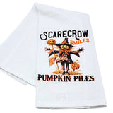 Scarecrow Smiles Pumpkin Piles Flour Sack Towel-Lange General Store