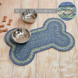 Sea Glass Dog Bone Braided Waterproof Rug Mat – Medium – Coastal Farmhouse Dog Mat – Blue, Sea Glass