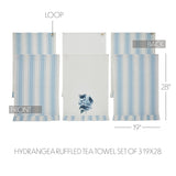 Serene Hydrangea Ruffled Tea Towel Set of 3-Lange General Store
