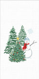 Snowman Embroidered Waffle Towel