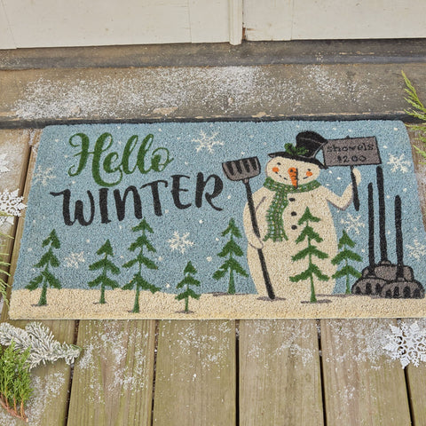 Snowman Hello Winter Door Mat-Lange General Store