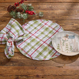 Snowman Plaid Round Quilted Placemats Set of 4