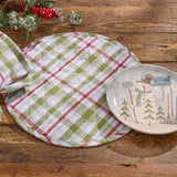 Snowman Plaid Round Quilted Placemats Set of 4