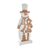 Snowman With Welcome Signed Carved Wooden Figurine-Lange General Store