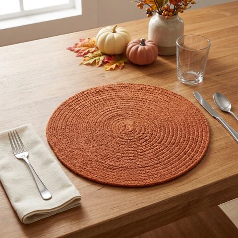 Solid Sienna Braided Placemat in a fall table setting