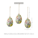 Spring In Bloom Metal Floral Egg Ornament Set of 3-Lange General Store